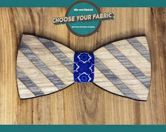 Stripes Whiskey Barrel Wood Bowtie