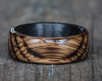 Carbon Fiber Tennessee Whiskey Barrel Wood Ring