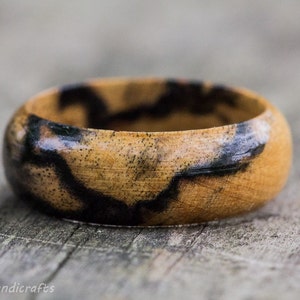 Schwarz und Weiß Ebenholz Ring Pale Moon Ebenholz Damen Herren Holz Ehering Verlobungsring Holz Jahrestag Paare Ringe Schmuck Bild 3