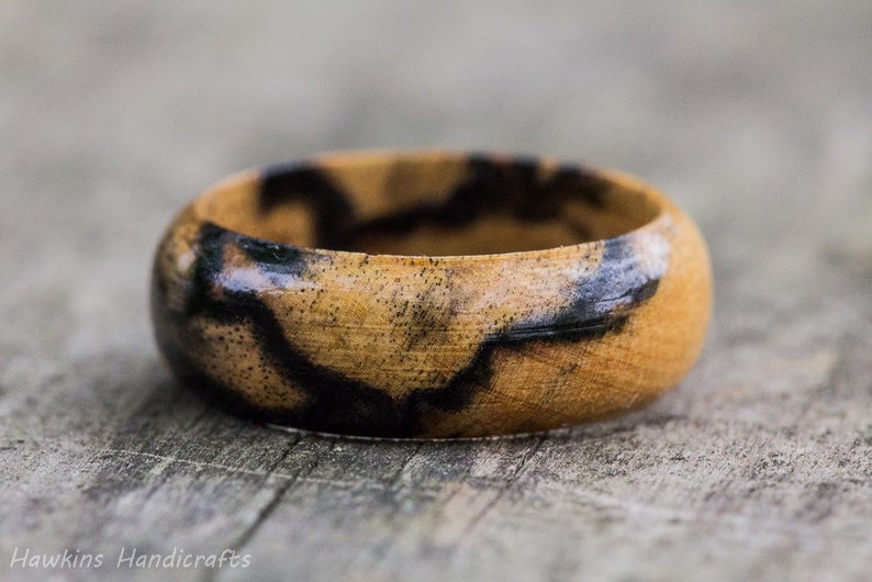 Schwarz und Weiß Ebenholz Ring Pale Moon Ebenholz Damen Herren Holz Ehering Verlobungsring Holz Jahrestag Paare Ringe Schmuck Bild 3