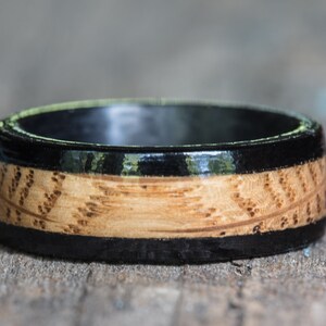 Whiskey Barrel Ring: Ebony Wood & Carbon Fiber Wedding Band