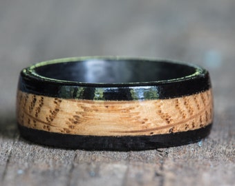 Tennessee Whiskey Barrel and Ebony Wood and Carbon Fiber Ring