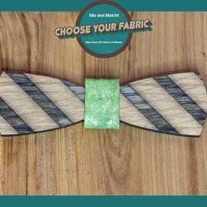 Striped Whiskey Barrel Wood Bowtie: Mix & Match Fabric Knots