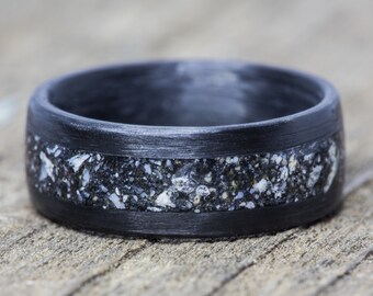 Dinosaur Bone & Your Sand Inlay Carbon Fiber Ring