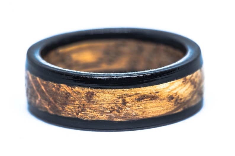 Tennessee Whiskey Barrel and Ebony Wood Ring Whiskey Barrel Ring Mens Wedding Band Womens Wooden Wedding Engagement Ring Wood Anniversary image 7