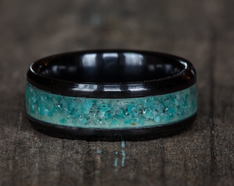 Amazonite Inlay Black Ceramic Ring