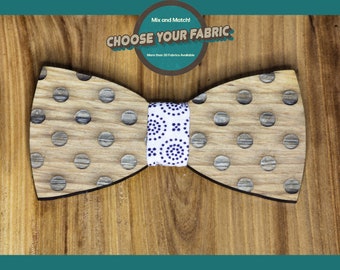 Polka Dots Whiskey Barrel Wood Bowtie