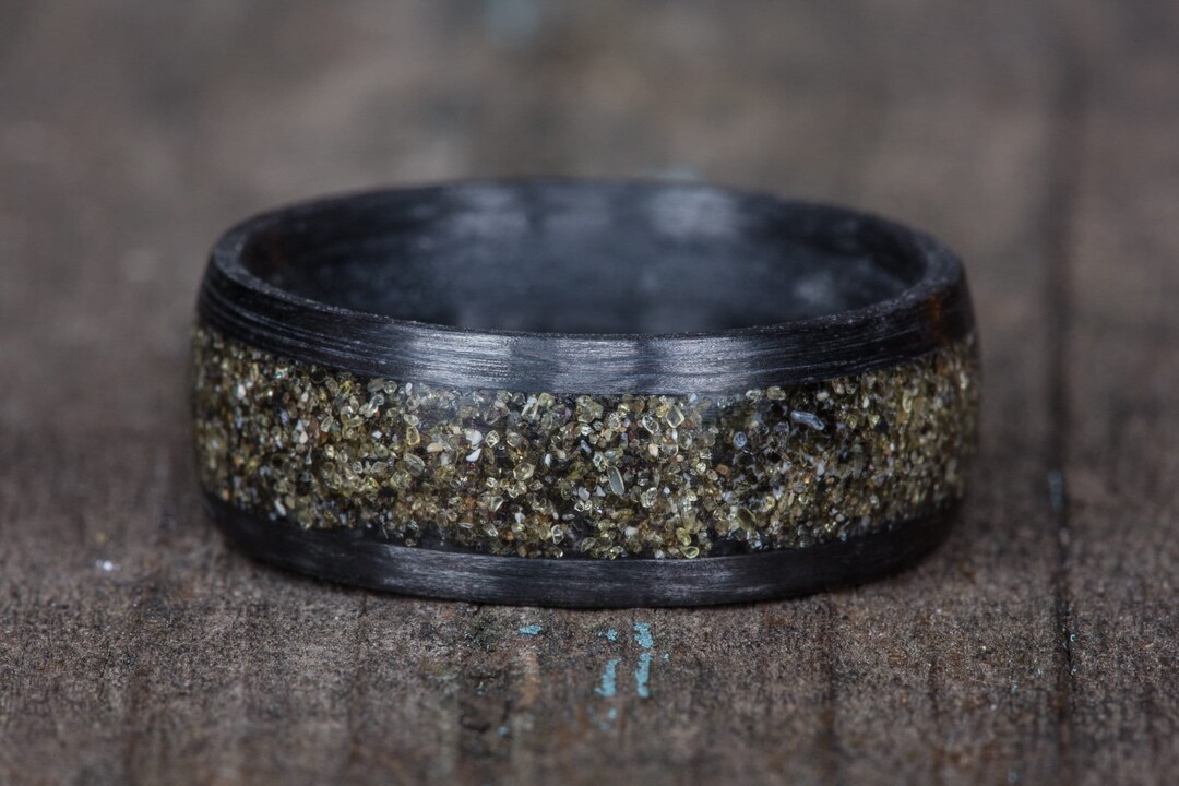 Your Sand Inlay Carbon Fiber Ring - Use Your Own Sand! Men 8mm Women ...