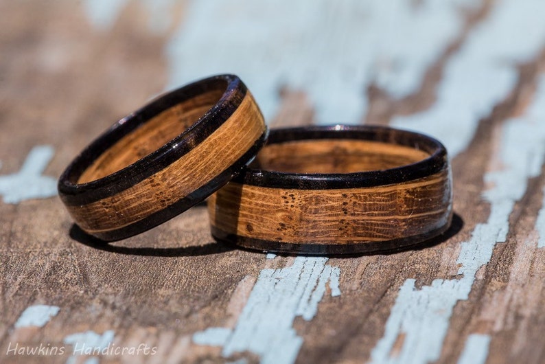 Tennessee Whiskey Barrel and Ebony Wood Ring Whiskey Barrel Ring Mens Wedding Band Womens Wooden Wedding Engagement Ring Wood Anniversary image 5