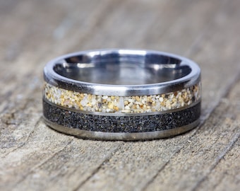 Double Inlay Titanium Your Sand Ring