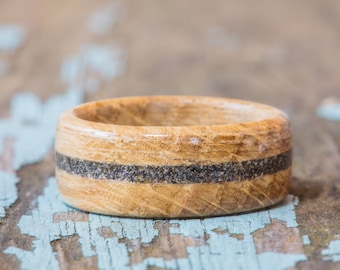 Tennessee Whiskey Barrel Wood Ring With Your Sand Inlay