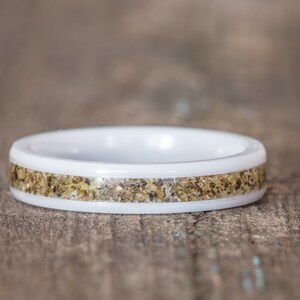 Your Sand Inlay White Ceramic Ring - Use Your Own Sand! Men 8mm Women ...