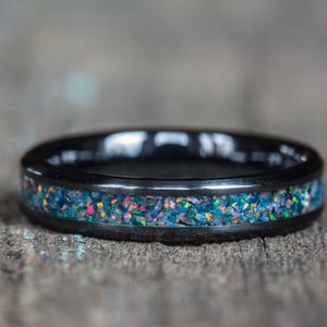Regenbogenopal Keramikring: 4 mm Ringband Stackable
