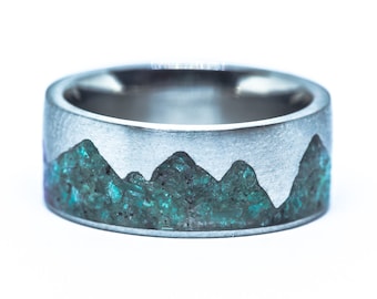 Amazonite Mountain Inlay Ring