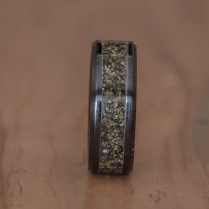 Your Sand Inlay Black Ceramic Ring - Use Your Own Sand! Men 8mm Women ...