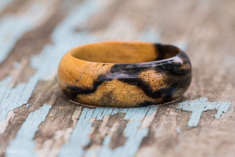 Schwarz und Weiß Ebenholz Ring Pale Moon Ebenholz Damen Herren Holz Ehering Verlobungsring Holz Jahrestag Paare Ringe Schmuck 8mm Round