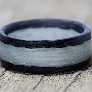 Blue Glow Carbon Fiber Ring: UV Reactive Wedding Band