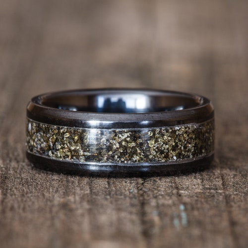 Your Sand Inlay Black Ceramic Stacking Ring Use Your Own - Etsy