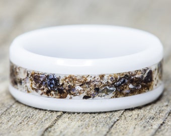 Dinosaur Bone White Ceramic Ring