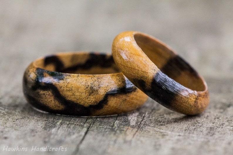 Schwarz und Weiß Ebenholz Ring Pale Moon Ebenholz Damen Herren Holz Ehering Verlobungsring Holz Jahrestag Paare Ringe Schmuck Bild 2