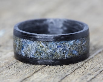 Kyanite and Your Sand Inlay Carbon Fiber Ring