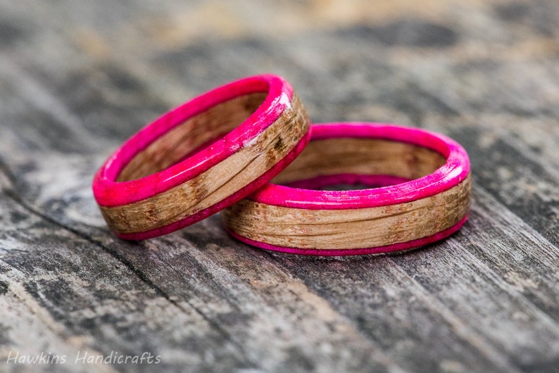 Pink Whiskey Barrel Ring Wood Ring Mens Engagement Ring | Etsy