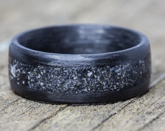 Black Diamond and Your Sand Inlay Carbon Fiber Ring