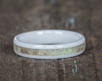 Natural Opal White Ceramic Stacking Ring