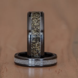 Your Sand Inlay Black Ceramic Ring - Use Your Own Sand! Men 8mm Women ...