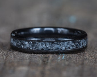 Aquamarine Black Ceramic Stacking Ring