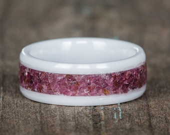 White Ceramic Garnet Ring