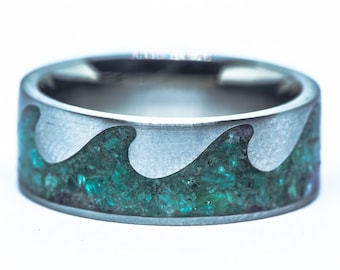 Amazonite Wave Inlay Ring