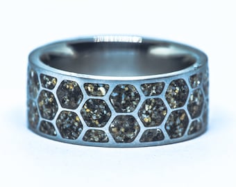 Your Sand Inlay Honeycomb Pattern Titanium Ring