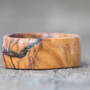 Bethlehem Olivewood Ring: Handmade Wooden Wedding Band