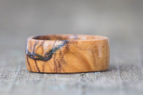Bethlehem Olivewood Wooden Ring Mens Wood Wedding Band Womens Wood