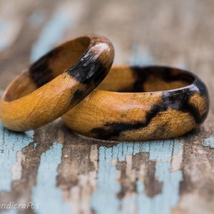 Schwarz und Weiß Ebenholz Ring Pale Moon Ebenholz Damen Herren Holz Ehering Verlobungsring Holz Jahrestag Paare Ringe Schmuck Bild 5