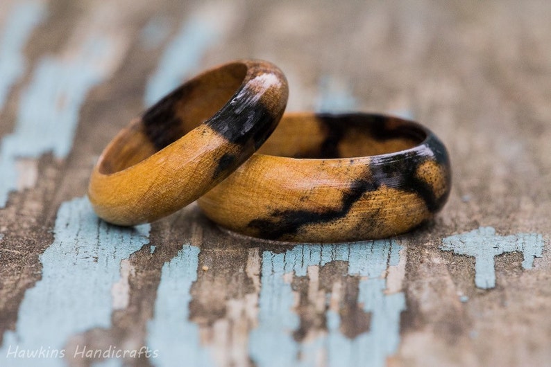 Schwarz und Weiß Ebenholz Ring Pale Moon Ebenholz Damen Herren Holz Ehering Verlobungsring Holz Jahrestag Paare Ringe Schmuck Bild 5