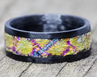 Gold Dragon Scale Carbon Fiber Ring