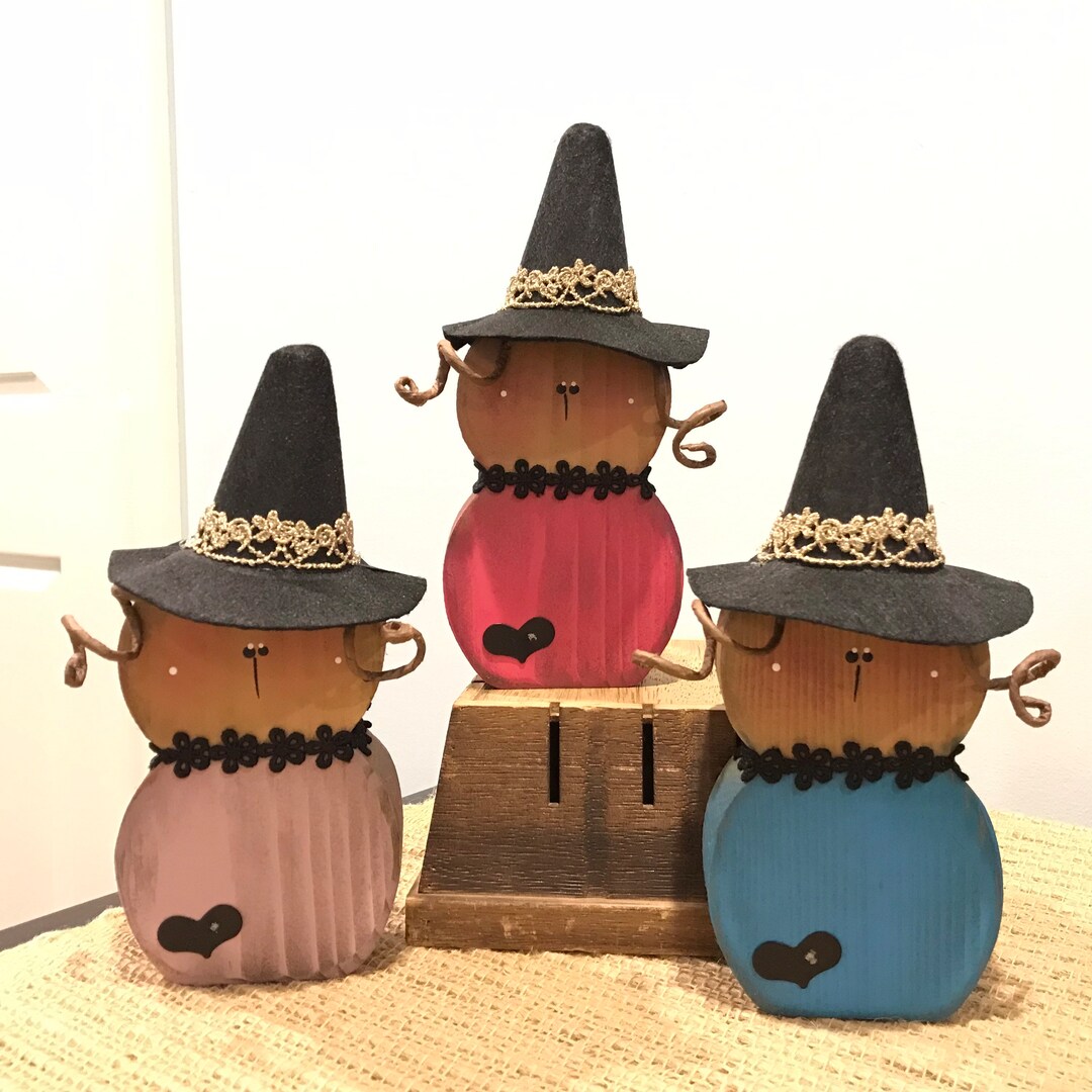 Wooden Witches. Wood Witch Decor. Cute Witch. Fall Decor. Halloween ...