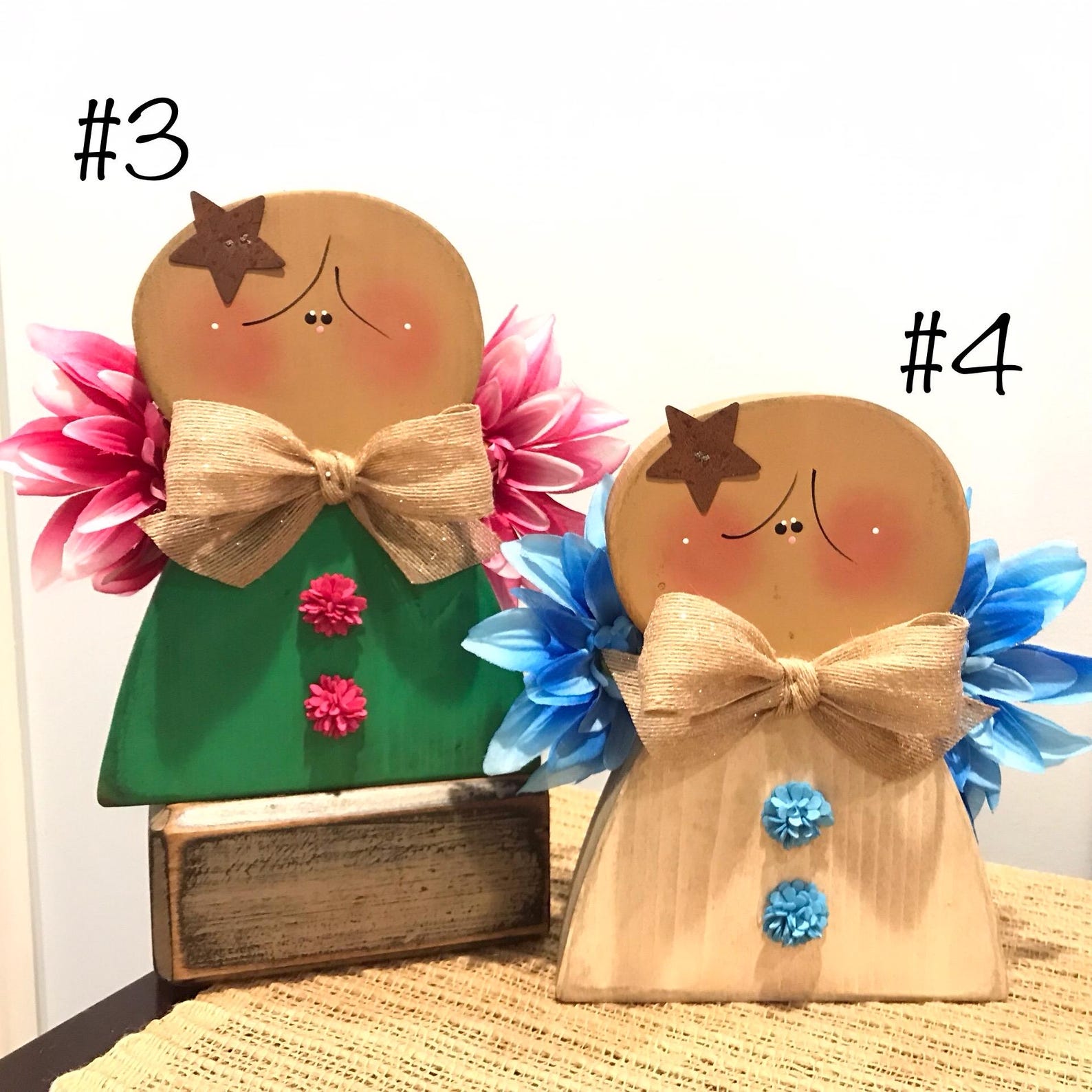 Large Spring Angels Colorful Flower Angels. Spring Angel Decor. Wooden Angel With Flower ...