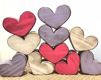 Valentines day decor. Etsy BESTSELLER. Distressed farmhouse wood heart. Valentine wooden hearts. Modern prims on ETSY. Valentine decor.