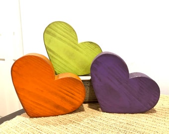 Colorful Fall hearts. Halloween decor. Fall tiered tray decor. Wood heart. One heart. Modern prims. Halloween decorations. Wooden heart.