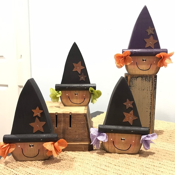 Wooden Witches. Wood Witch Decor. Cute Witch. Fall Decor. | Etsy