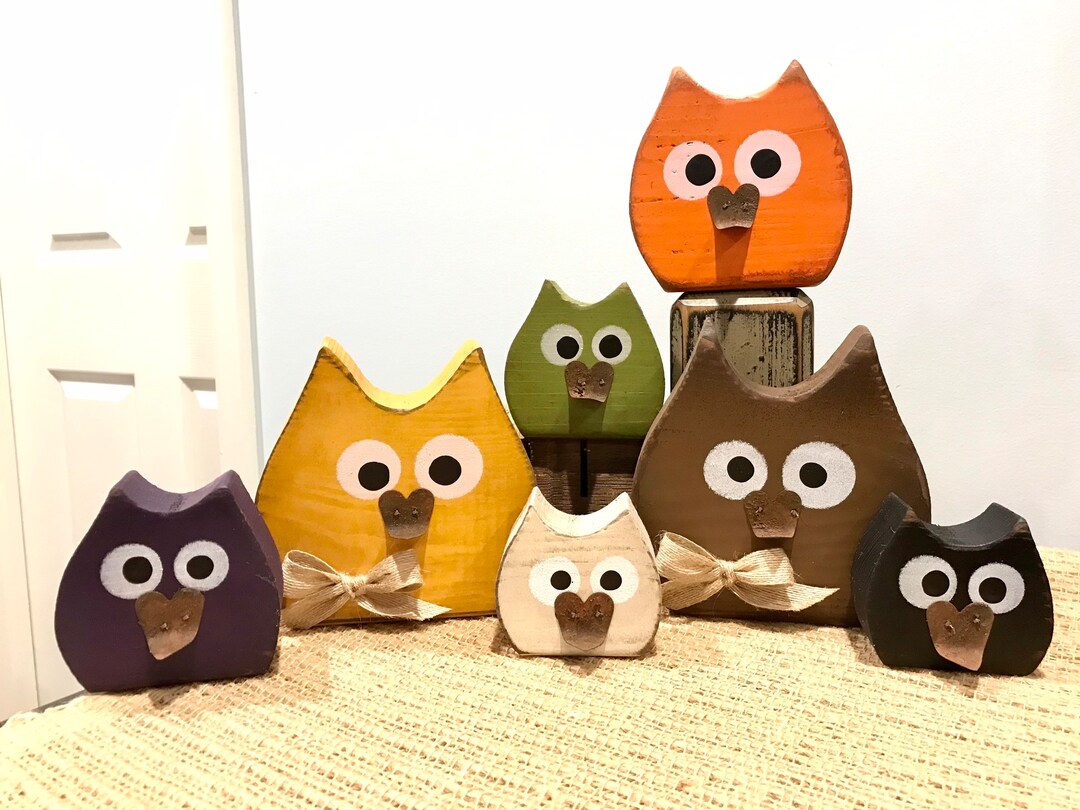 Restocked Wood Owl Fall Decor. Tiered Tray Fall Decorations. Halloween