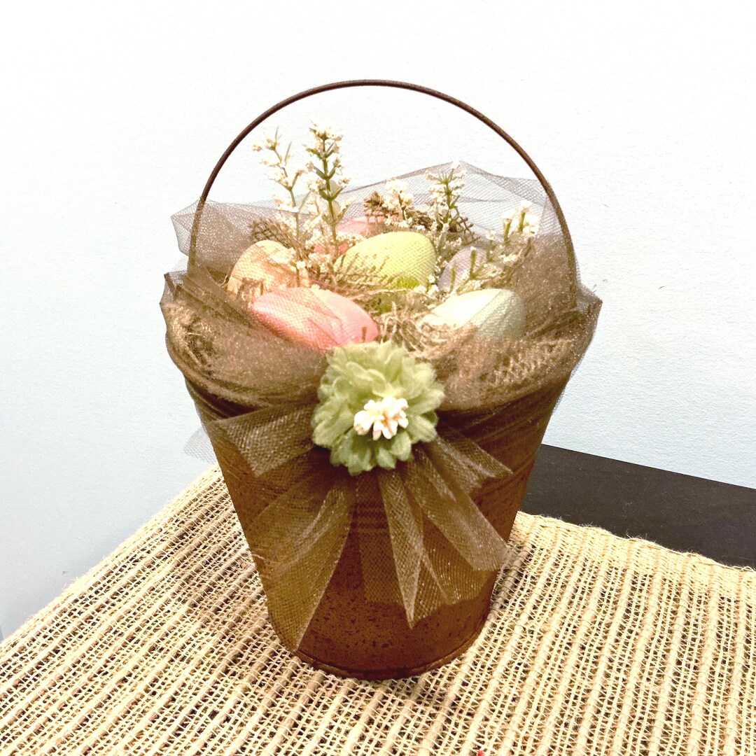 Rusty Easter Egg Basket. Easter Decor. Colorful Easter Eggs. Easter ...