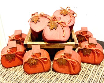 Cute MINI pumpkins. Fall Wooden bowl fillers. Fall wood decor. Small Wood pumpkins. Fall tray decor. Fall pumpkin decor. Autumn decorations.