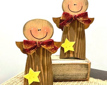 Christmas angel. Christmas home decor. Tiered tray decor. Rustic wood angel decor. Modern Prims. Farmhouse angel. Happy angel. Joy. Noel.