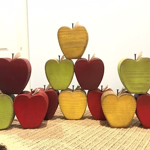 Restocked! Fall apple decor. Wooden apples. Modern Prims. Tiered tray apple. Fall Wood Decor. Fall Sign. Tier fall decor. Wood apple.