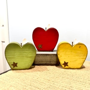 One large apple. Fall apple decor. Wooden apples. Modern Prims. Tiered tray apple. Fall Wood Decor. Fall decor. Wood apple. Teacher gift.