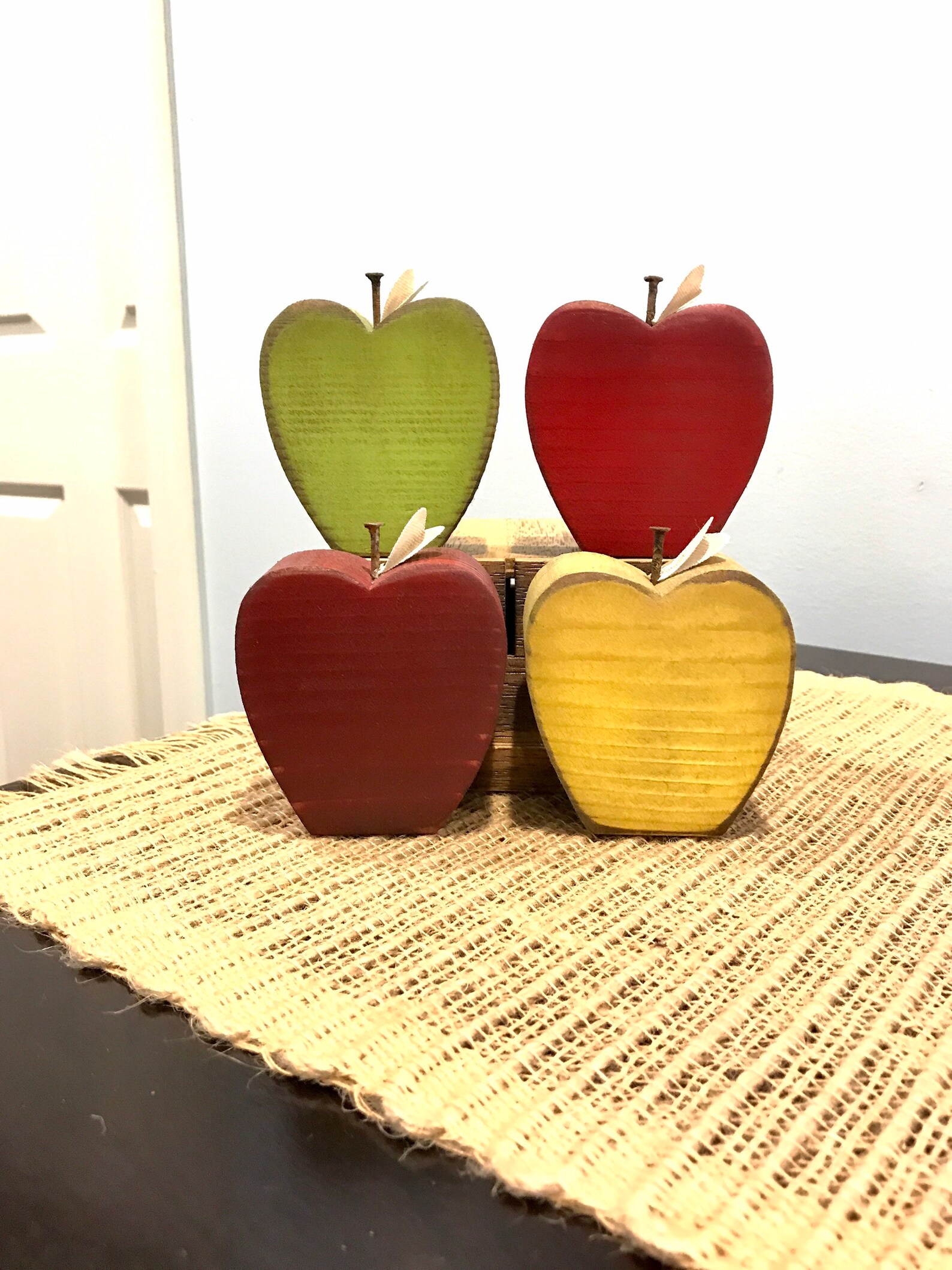 Fall Apple Decor. Wooden Apples. Modern Prims. Tiered Tray Etsy